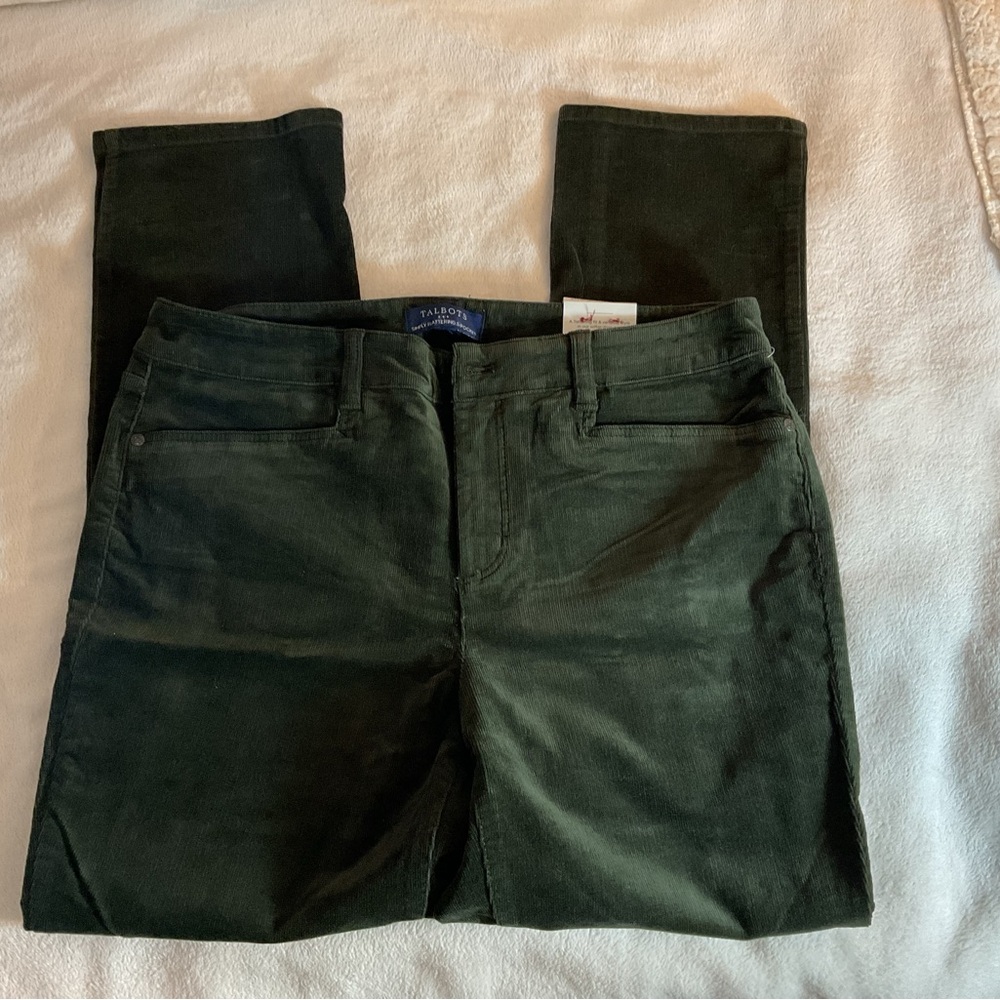 Talbots Olive Green Corduroy Straight Pants - Picture 2 of 4